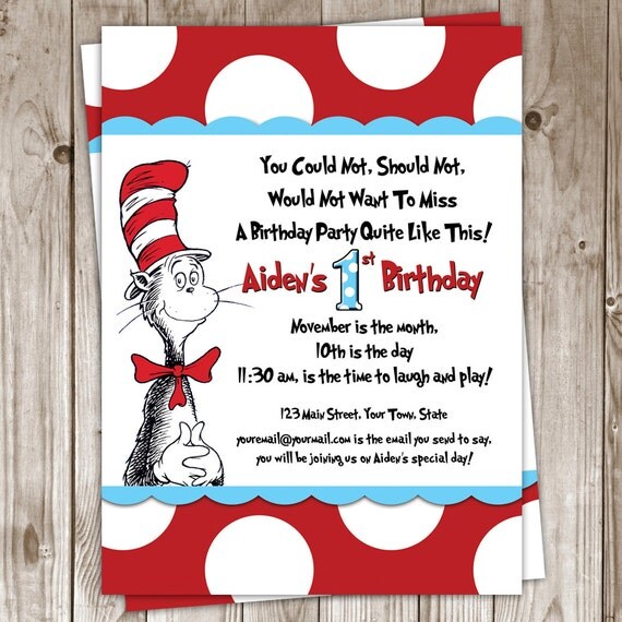 Dr Seuss First Birthday Invitations 4