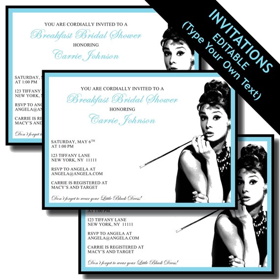 Breakfast at Tiffany's Printable Invitations by LeslieMarieINSTANT
