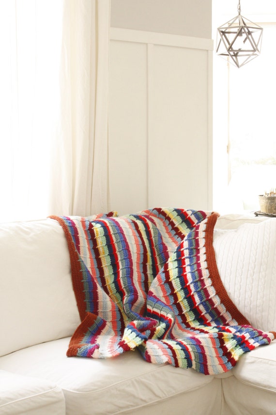 Colorful Striped knitted blanket