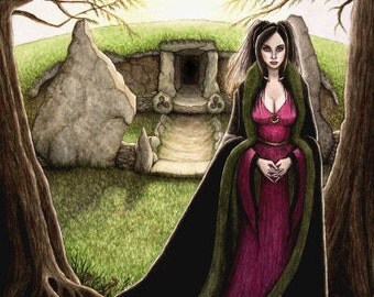 Morgan le Fey - Hand signed A4 PRINT of my original watercolour painting - Inspired by the Mists of Avalon and Celtic mythology