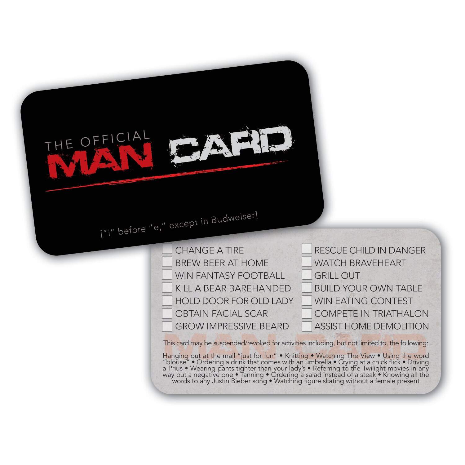 INSTANT DOWNLOAD PRINTABLE Official Man Card Hilarious
