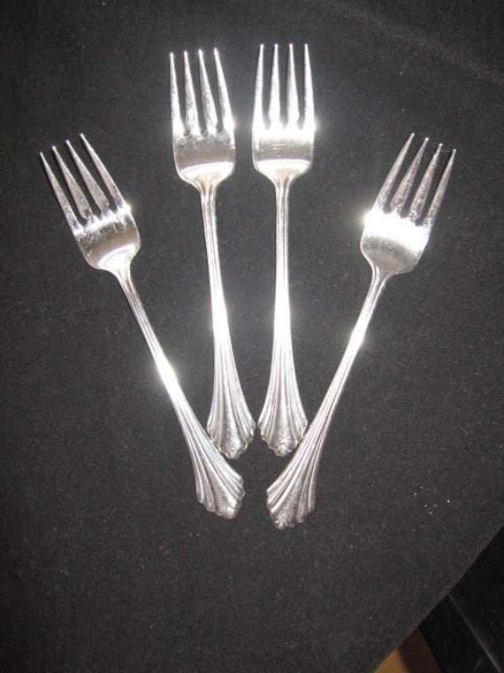 4 Oneida Bancroft Fortune Salad Desert Forks Flatware Glossey