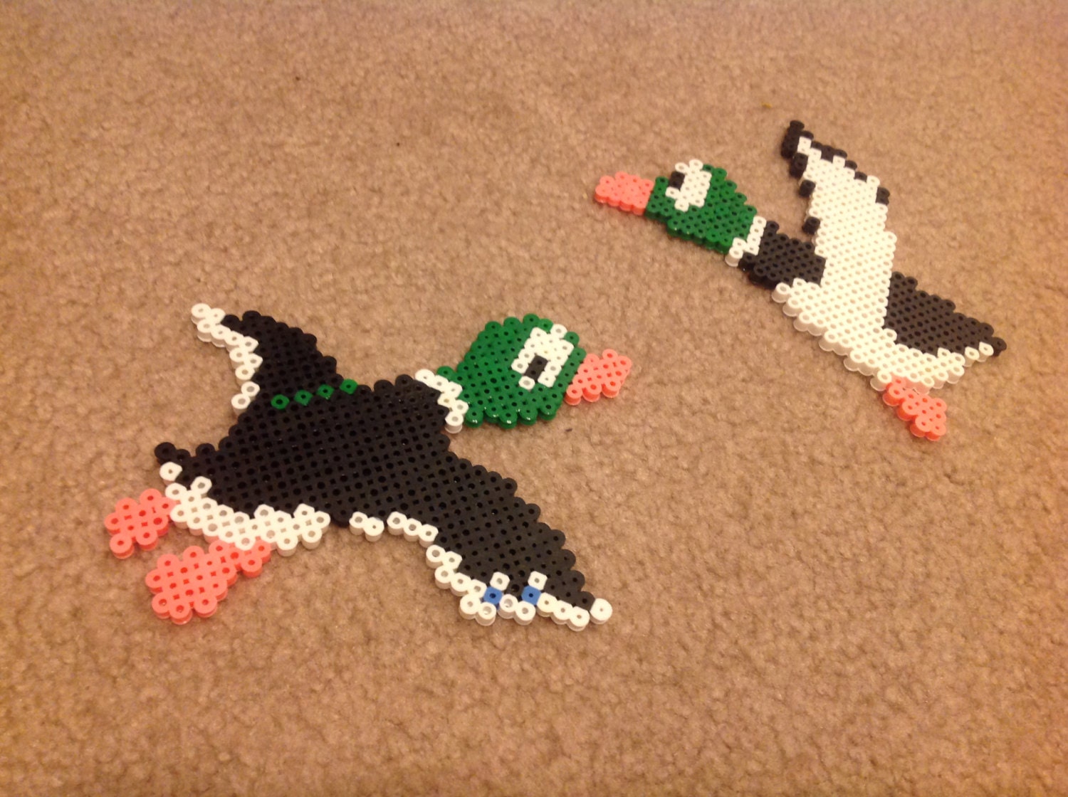 Set of 2 Ducks from Duck Hunt Perler Bead Sprite
