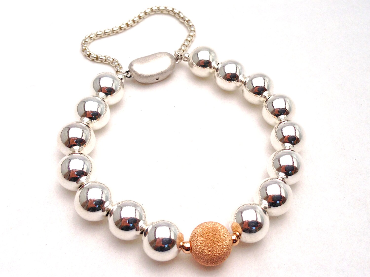 Sterling Silver & Rose Gold Bracelet