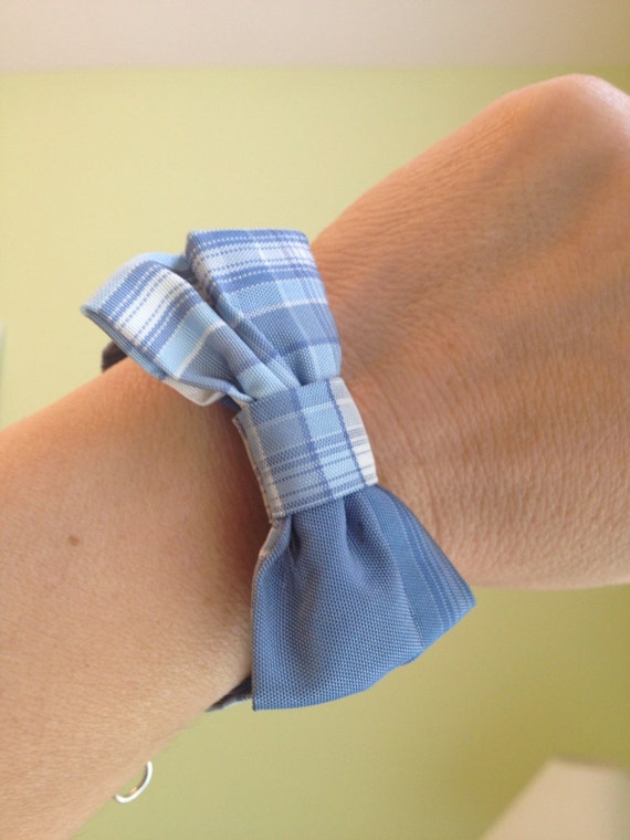 Items similar to Preppy Bow Tie bracelets. Fabric cuffs. Spring colors