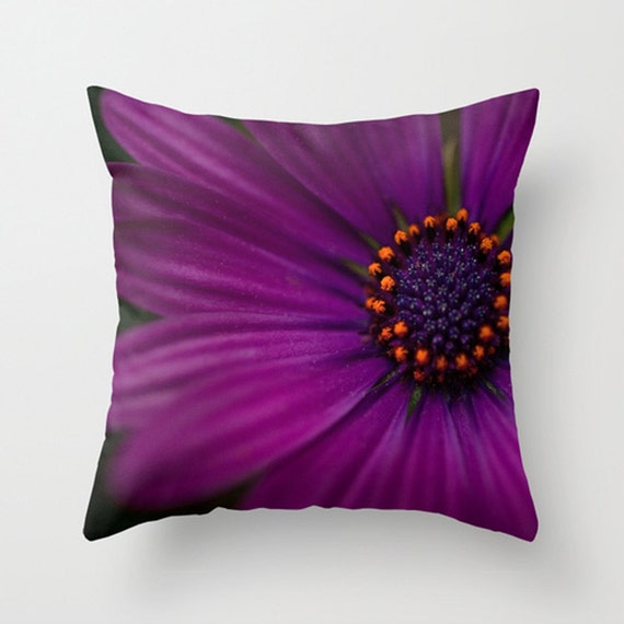 Decorative Flower Pillow Cover Purple Pillow by HappyPillowShop