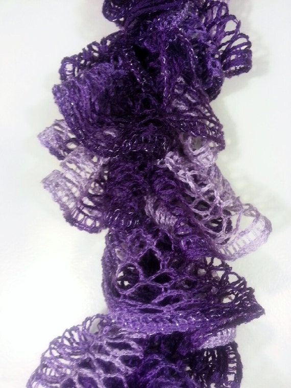 Items similar to Crocheted Ruffle Scarf - Purple on Etsy