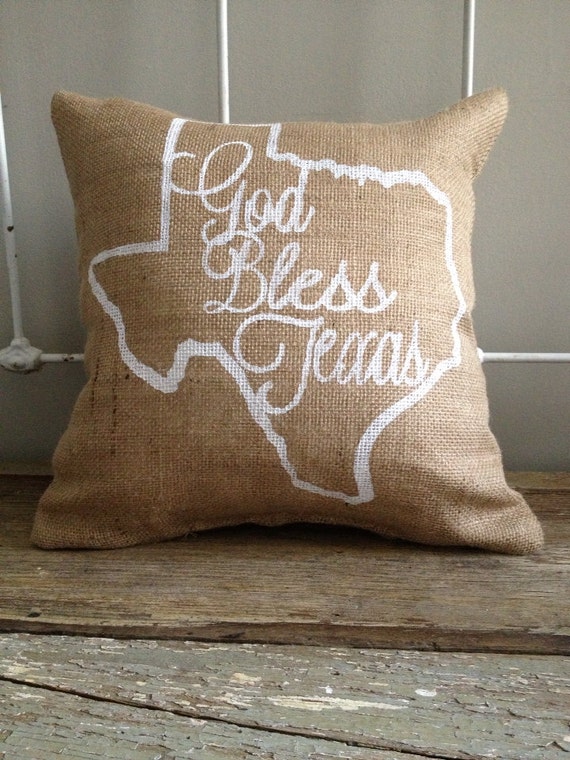 Burlap Pillow State of Texas burlap pillow God by ...