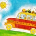 School bus trip vacation child's drawing painting hand by Fausova