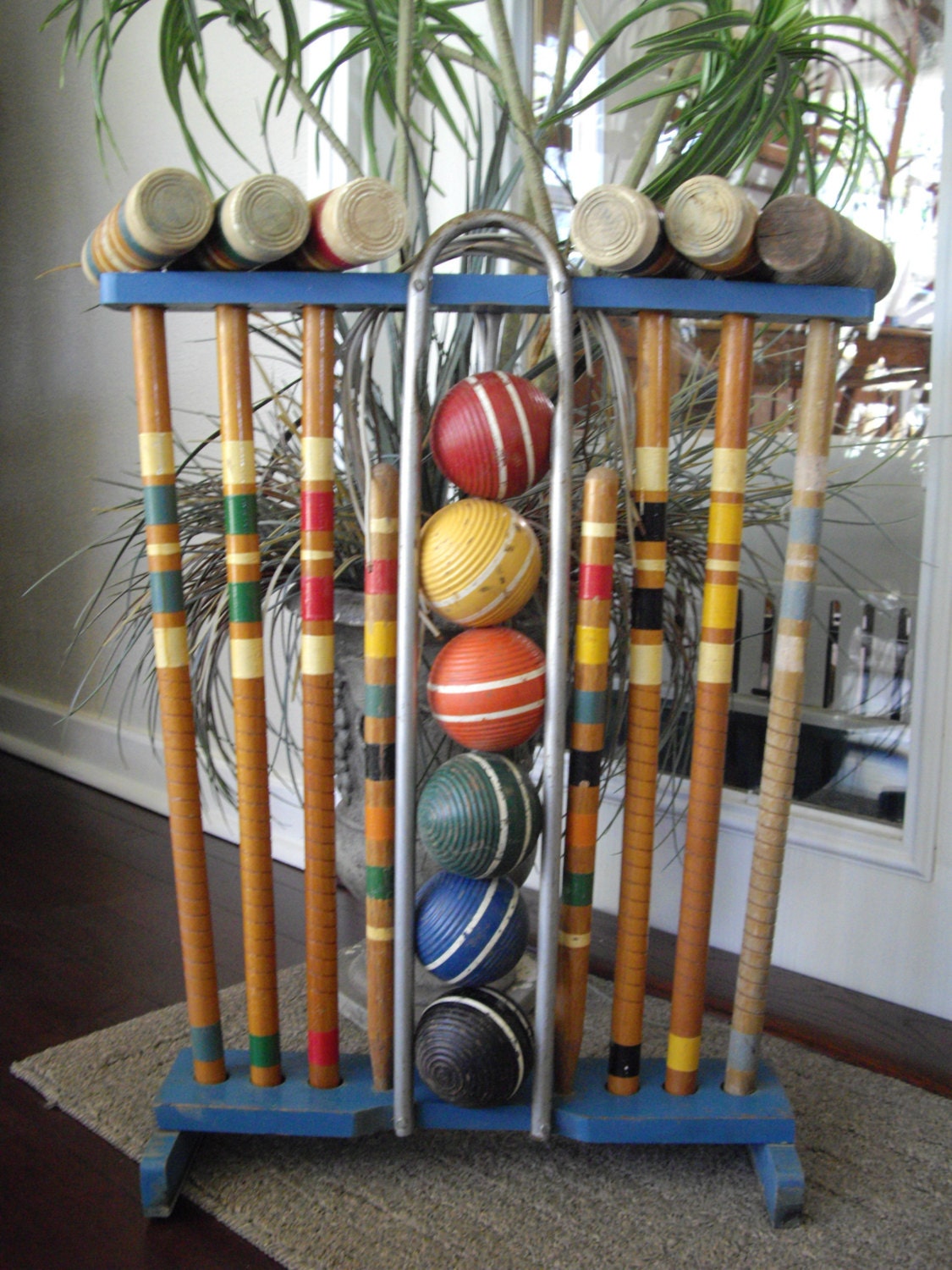 Vintage Croquet Set 6 Player Complete Set with Caddy & Wickets