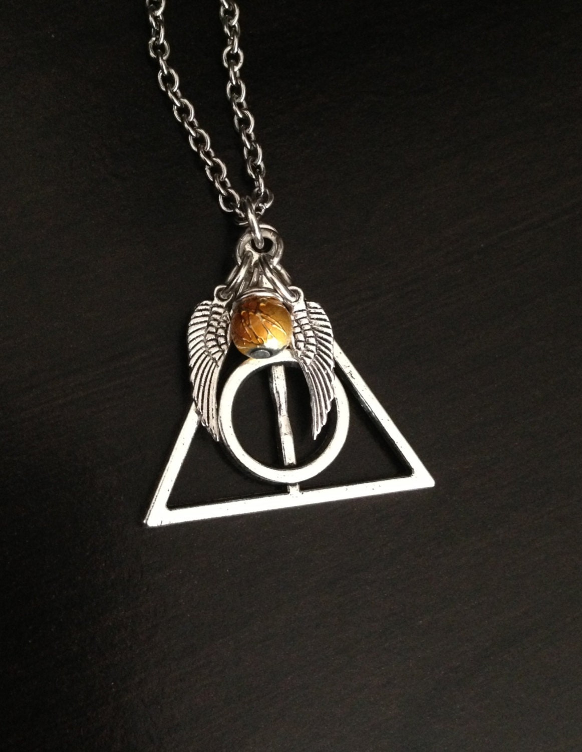 Harry Potter Necklace Deathly Hallows Pendant By Theowlerygallery 3089