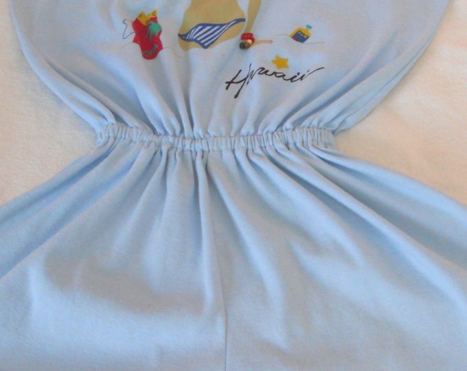 Woman's Hawaiian Romper, Vintage 1986 Blue Playsuit, Beach Cover Up , Size Small