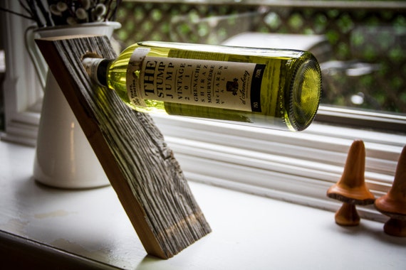 Best Holiday / Christmas Gift! Wine Bottle Stand / Holder, Crafted from Rustic Reclaimed Barn Board House warming Gift! Magic!