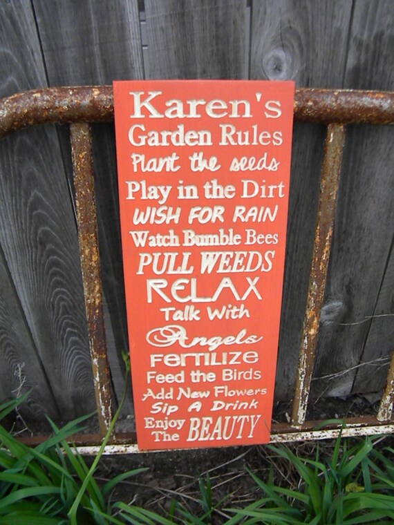 Garden Rules sign Carved backyard Rules Sign Wall Sign Carved
