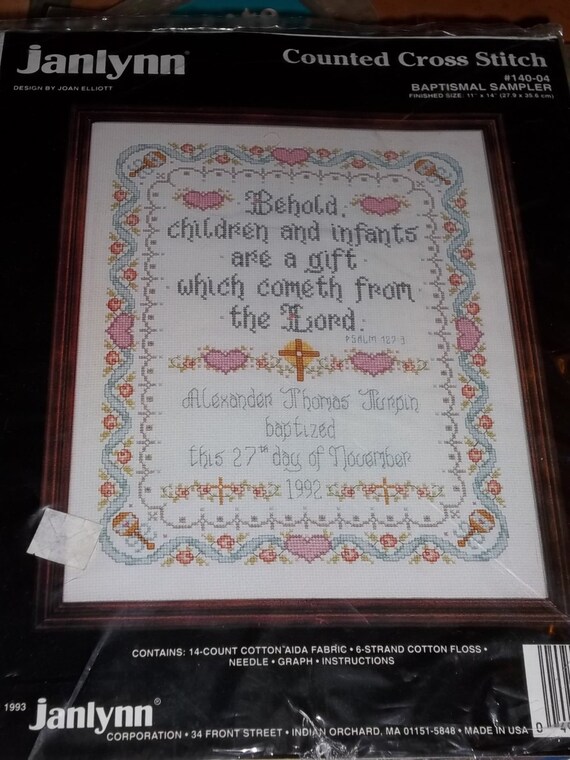 RECORD of BAPTISM SAMPLER Counted Cross Stitch kit by 123stitch