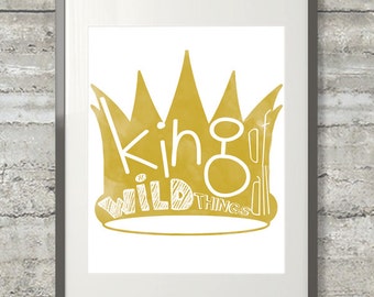 Where The Wild Things Are - King of All Wild Things 8x10 Watercolor Nursery Print Printable