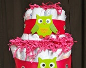Items similar to Owl Theme Diaper Cake For Baby Girl Shower Party ...