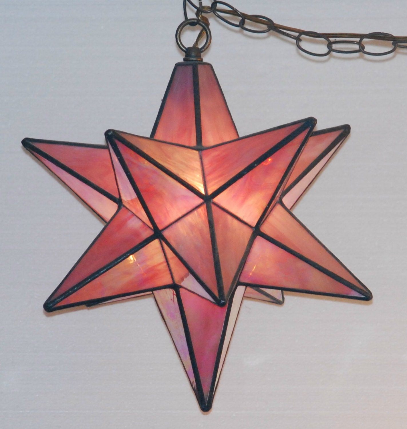 Moravian Stained Glass Star Lamp Lantern 15 Diameter