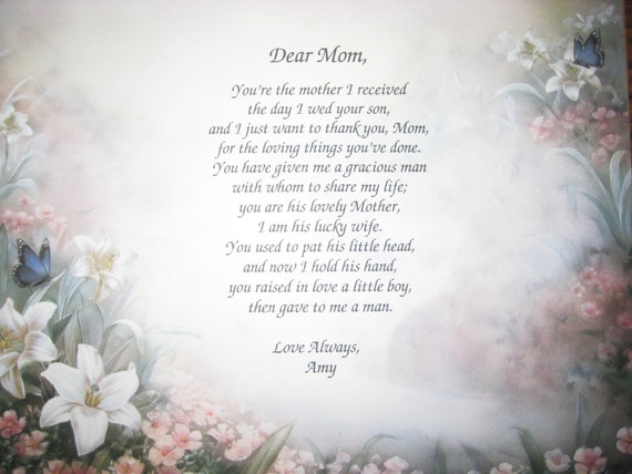 Items similar to Mother in law gift poem very sweet Let your mother in