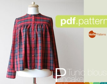 PDF sewing pattern. Women Gathered blouse -Pancake- (size 34-48)