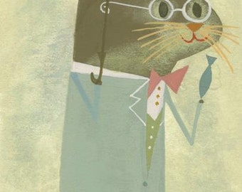 The far sighted otter. Limited edition 11x14 print by Matte Stephens.