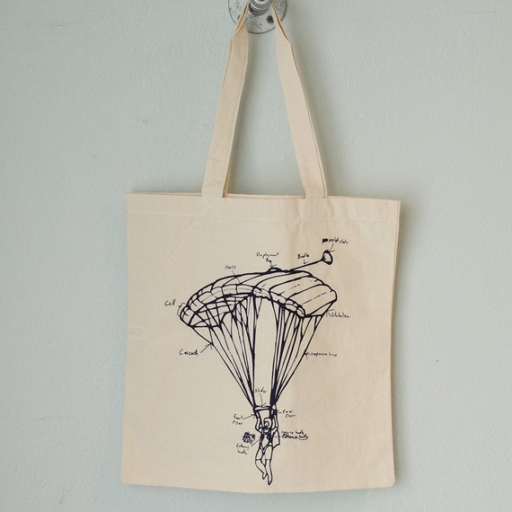 PARACHUTE tote - screen printed canvas tote bag