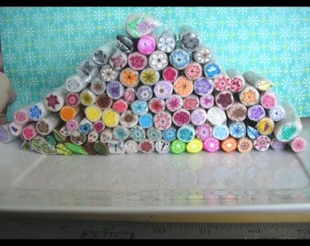 Polymer Clay Cane Sampler, Flower Butterfly Leaf Variety Pack Raw or Unbaked