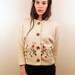 1950s Angora Floral Cardigan with Wood Buttons Size S-M