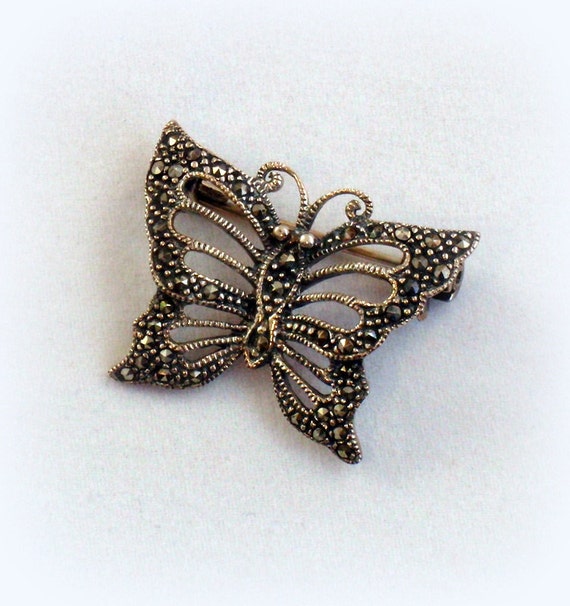 Marcasite Butterfly Scatter Pin Brooch Sterling Silver 925 DBJ