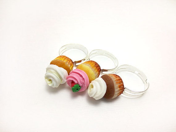 Cupcake Ring Collation (Pick One), Miniature Food Jewelry, Polymer Clay Food Jewelry