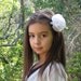 White rose hair clip, handcrafted in recycled white chiffon fabric, medium-large
