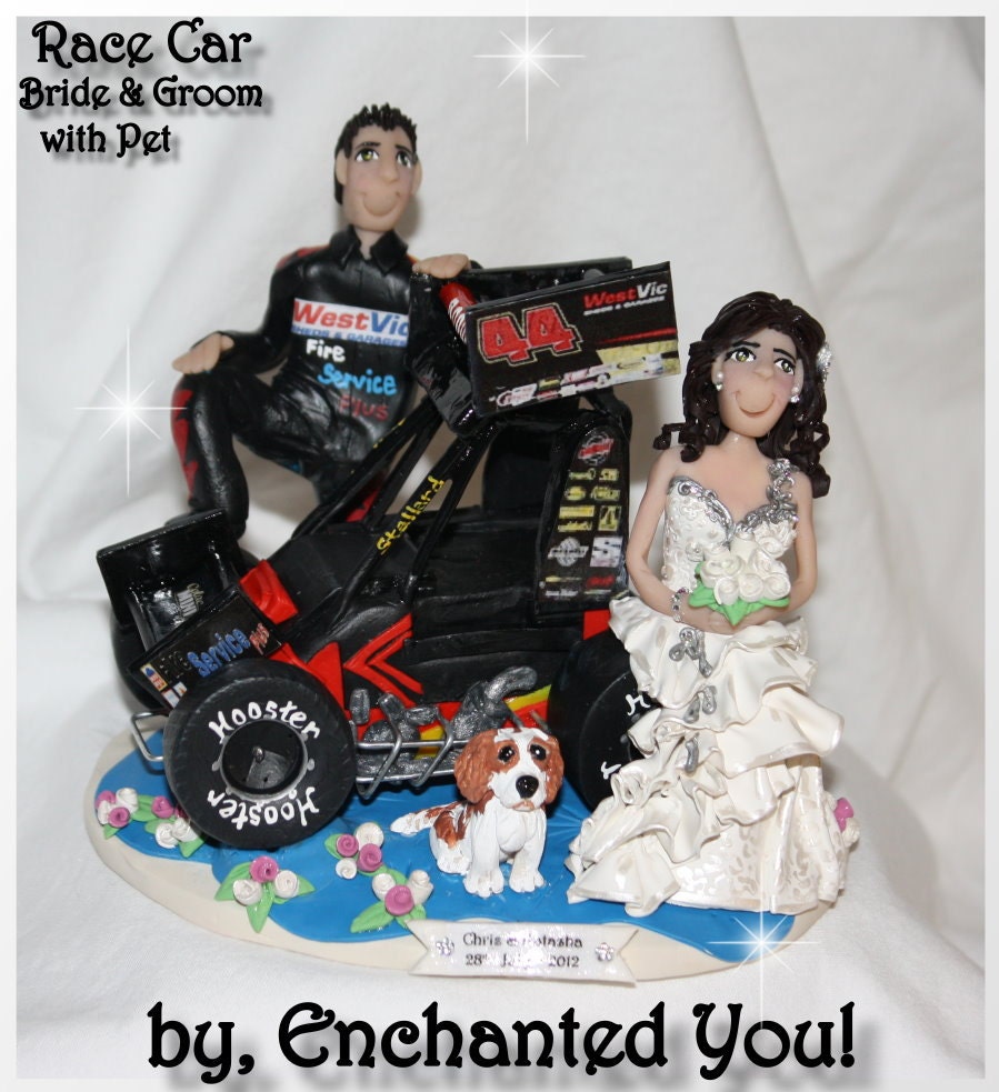 Sprint Car  Wedding  Cake  Topper  Persoanlized Custom Pet