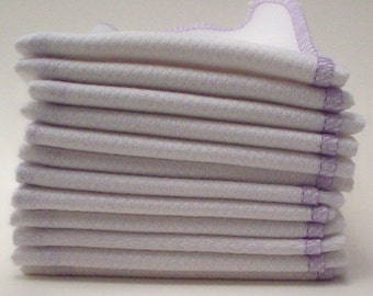 Unpaper Towels - One Dozen Lavender Bordered Birdseye Cotton Napkins