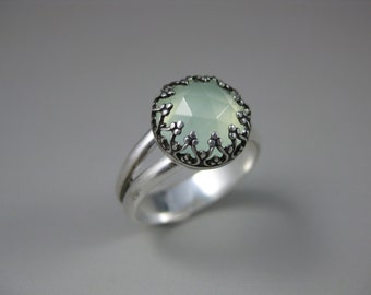 sea green chalcedony sterling silver gemstone ring, chalcedony ring, gemstone ring, green ring, cocktail ring, statement ring
