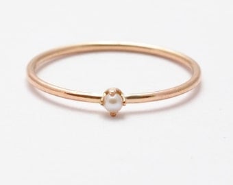 Pearl Ring: Rose Gold Pearl Rings, Gifts for Women