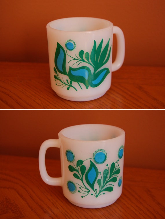 Retro Glasbake Milk Glass '60s Mug by GeometryandNovelty on Etsy