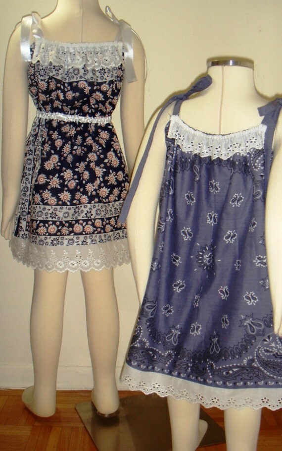 Items similar to Bandana Pillowcase Dress with Elasticated lace Neckline.. Sewing Pattern. PDF