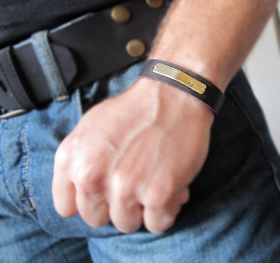 Custom Mens Leather Bracelet Men's Personalized Jewelry