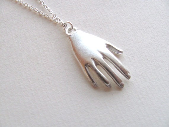 Hand pendant necklace sterling silver plated hand charm on