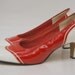 Vintage Mod Red and White Patent LEather Pumps 6.5 M