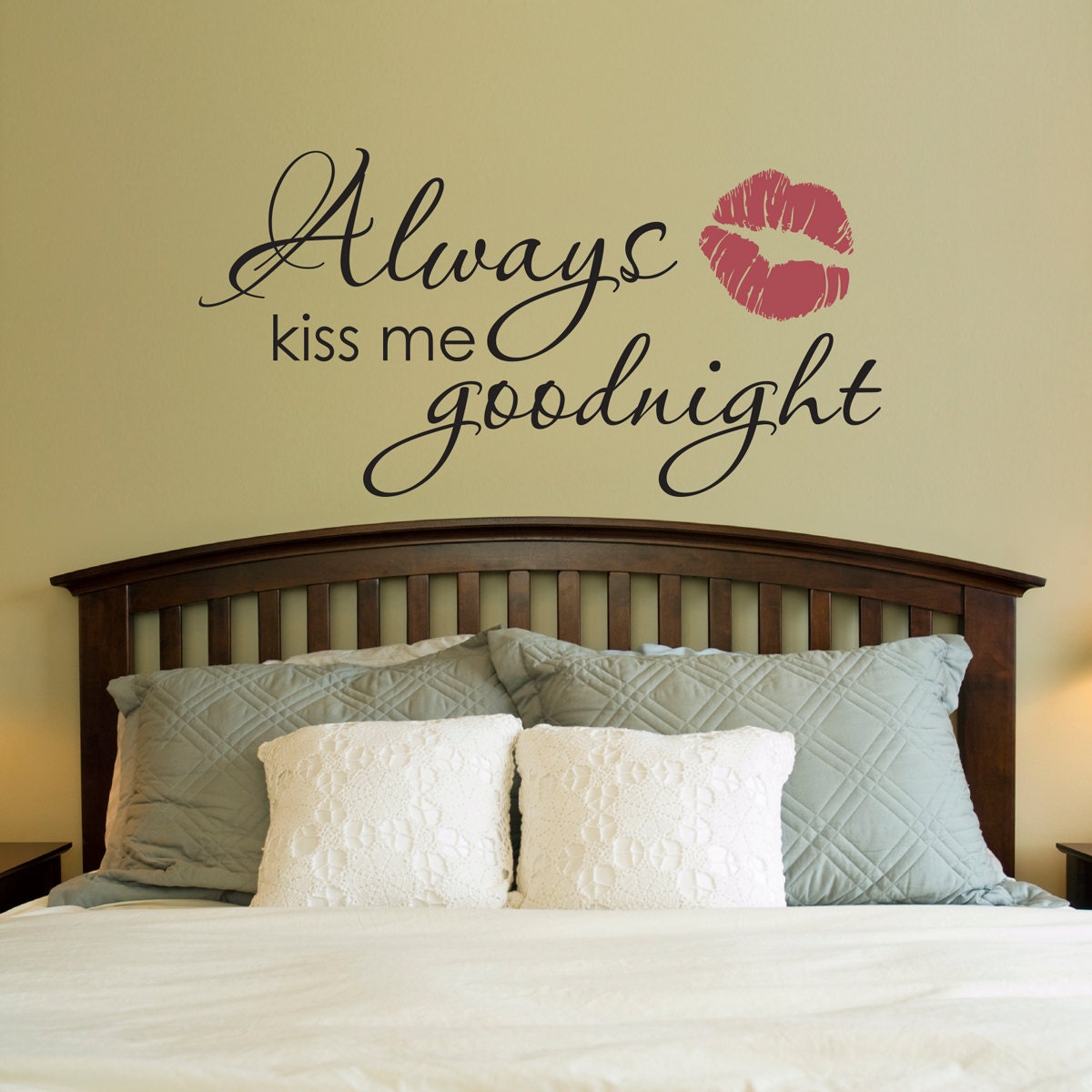 Always Kiss Me Goodnight Wall Decal Kiss Wall Art Couples 