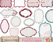 Valentine - Frames - Commercial Use Label Clip Art - Printable - Use for Collage, Decoupage, Invitations, & Cards Il_170x135