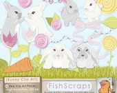 Easter Bunny ClipArt - Digital Graphics - Rabbits - Card Making Clip Art, Embroidery, Scrapbooking, Commercial Use Il_170x135