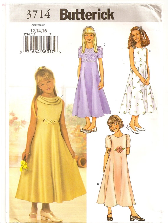 Girls Semi Formal  Junior  Bridesmaid  DRESS  Butterick 3714