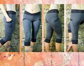 Eco capri  yoga pants with pockets in bamboo jersey