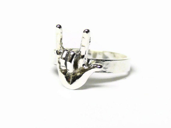 ... ring ASL jewelry sterling silver ring novelty promise ring I love you