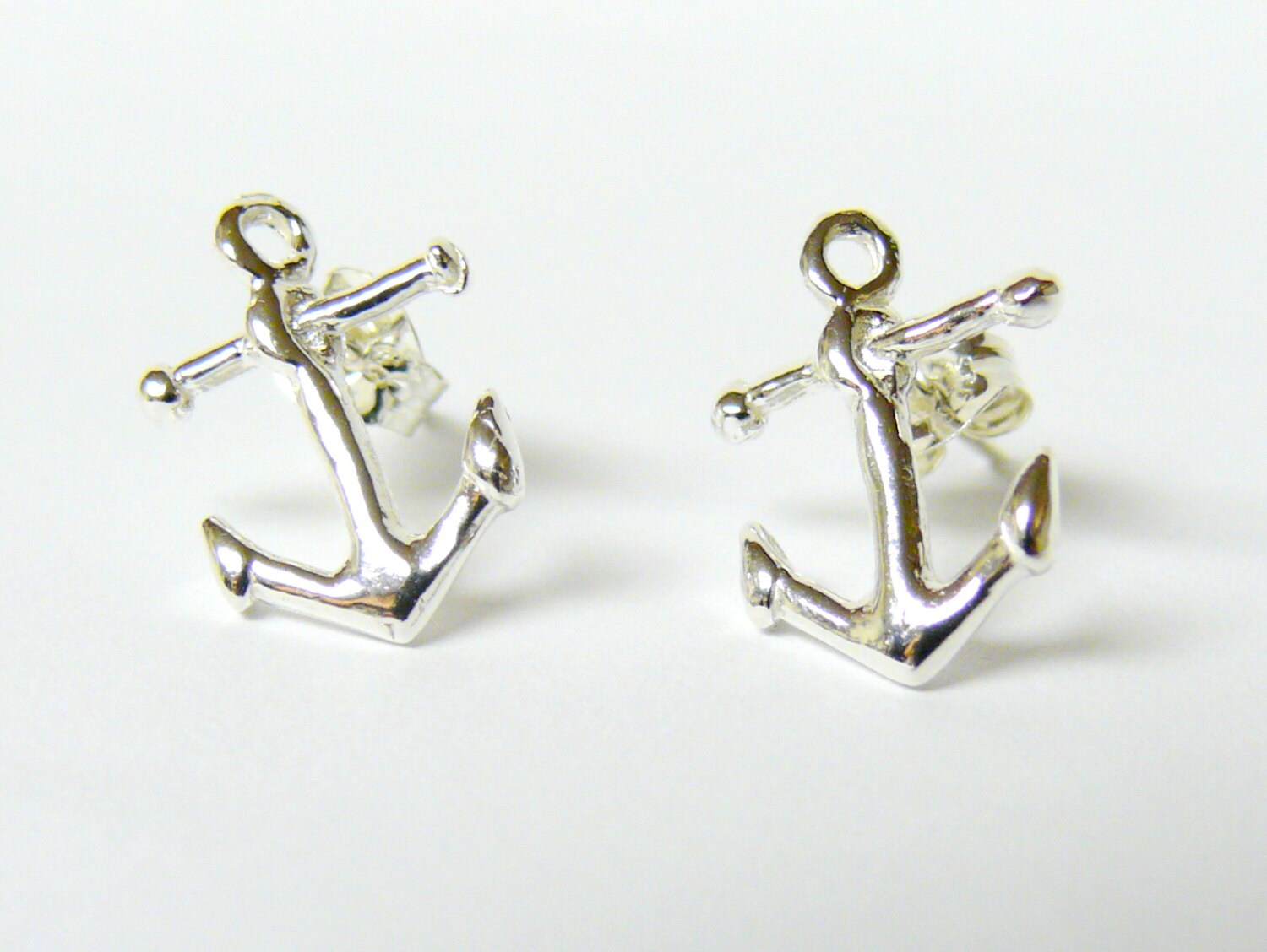 Anchor stud earring Sterling silver anchor studs nautical
