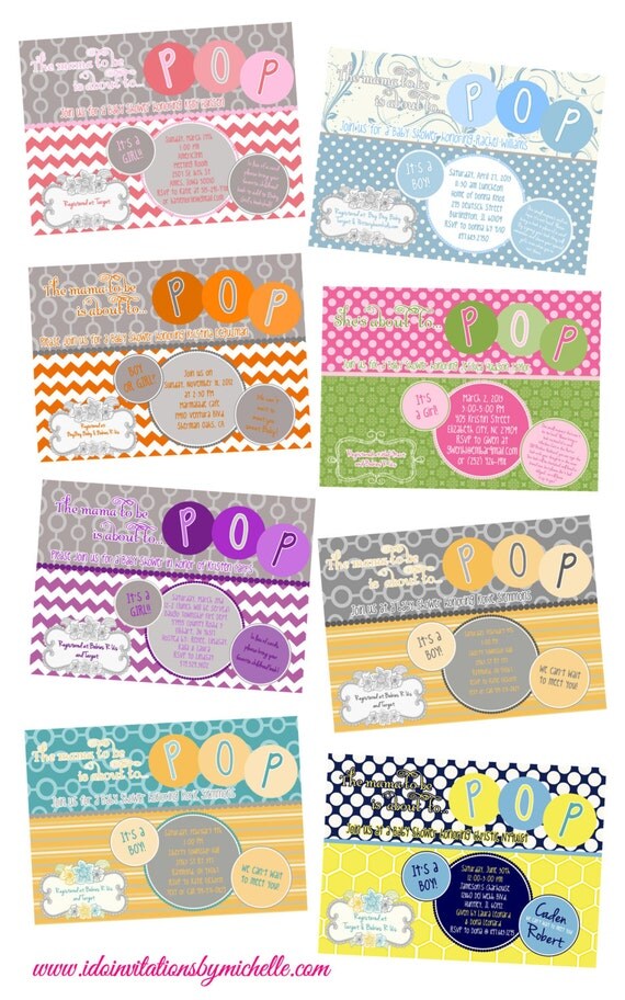 The mama to be is about to Pop Baby Shower Invitation - Multiple Color Choices - Digital File Il_570xn