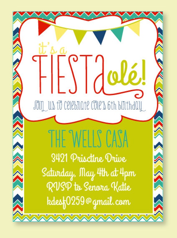 Mexican Fiesta PRINTABLE Party Invitation by Love by lovetheday
