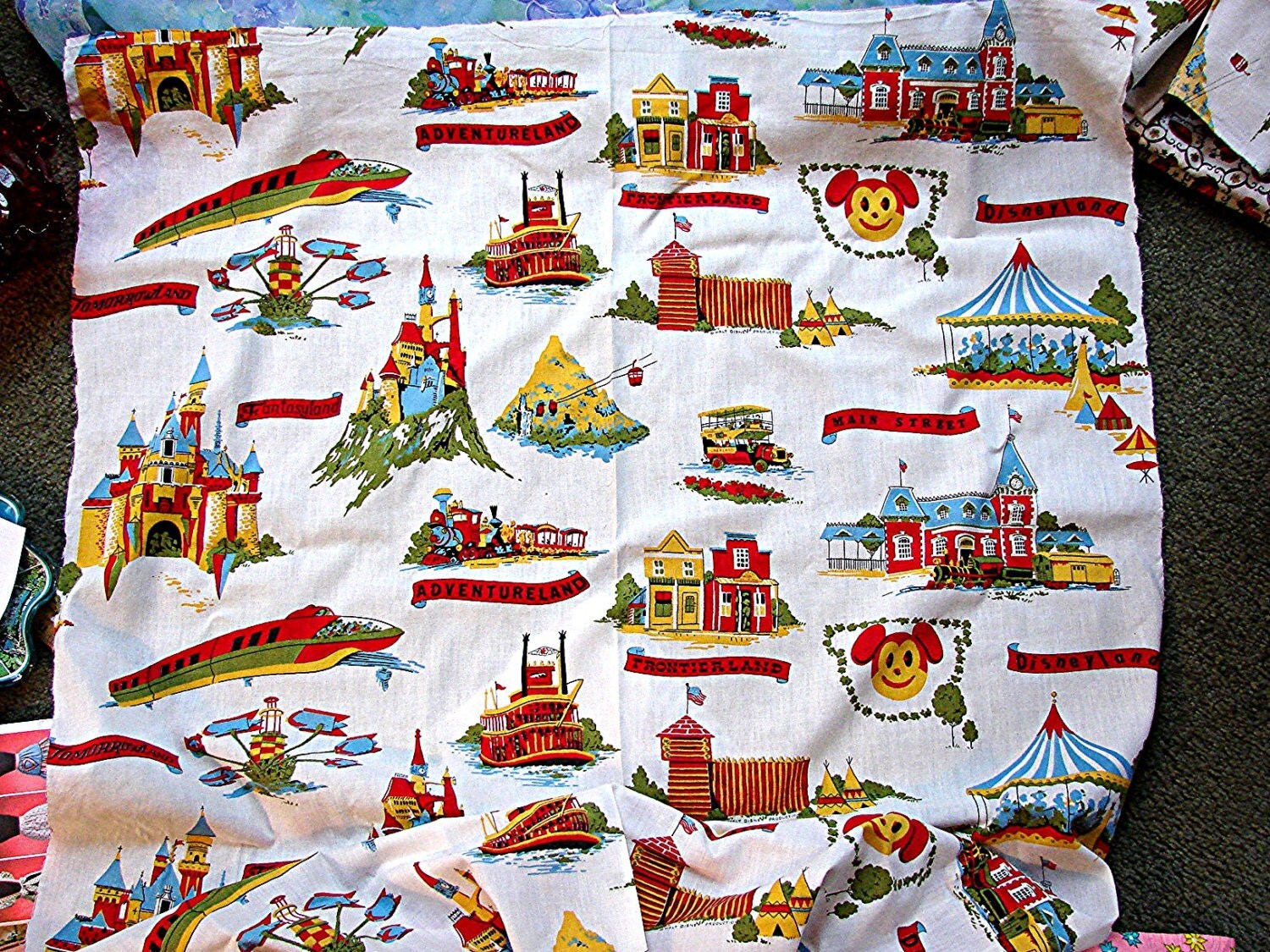 1950s Disney Fabric Disneyland Walt Disney Productions